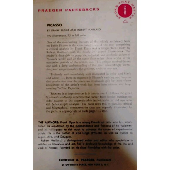 'Picasso' (Frank Elgar - 1960) (ID:19081) Third Printing, 1960 VGC - Picture 10 of 12